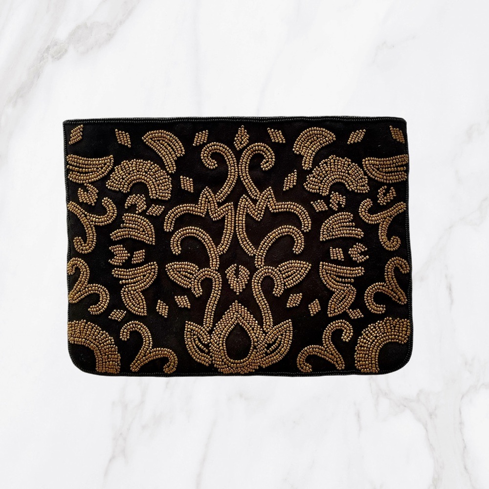 Black embroidery clutch